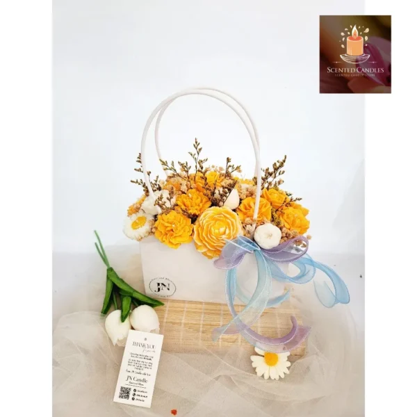 JN CANDLE Handmade Scented Candle Flower Basket